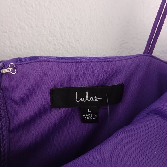 Lulu’s  Life Purple spaghetti strap deep v neck  Mini Dress Size L - Picture 4 of 5